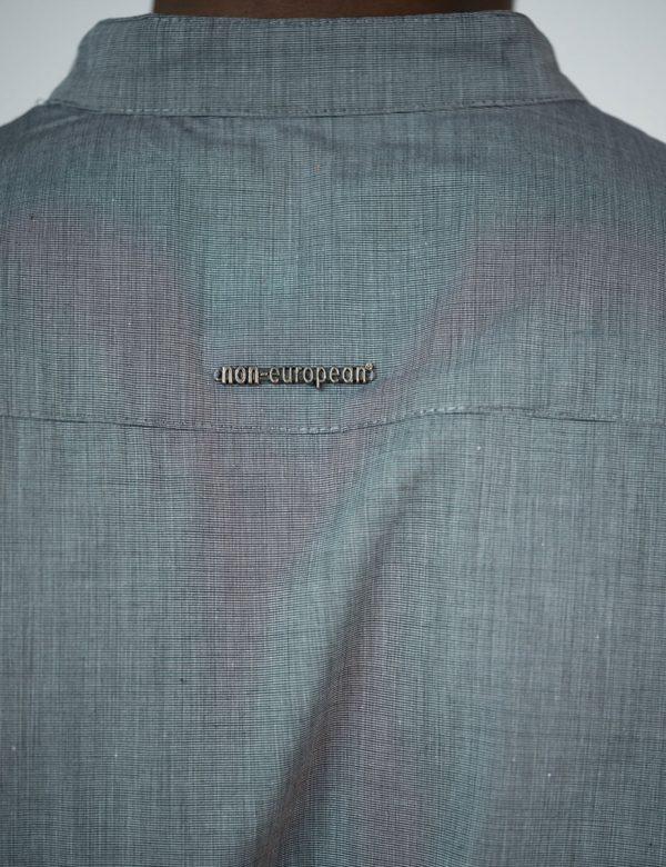 Concealed Stand Cotton Shirt - Dark Denim - Back detail