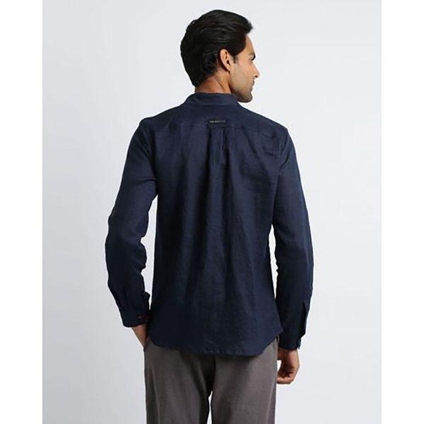 Formal Linen Shirt - Navy - Back