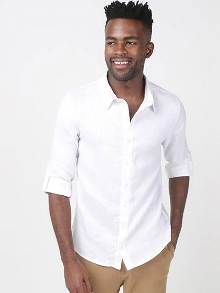 Formal Linen Shirt - White - Front 1
