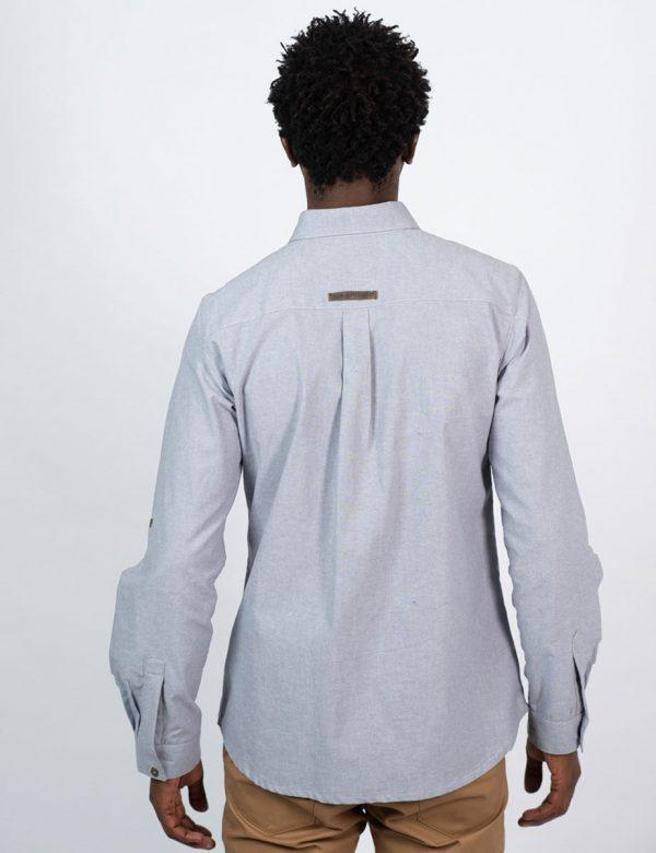 Formal Cotton Shirt - Chambray Grey - Back