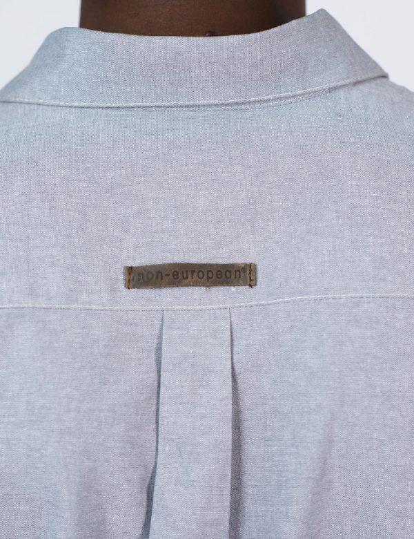 Formal Cotton Shirt - Chambray Grey - Back detail