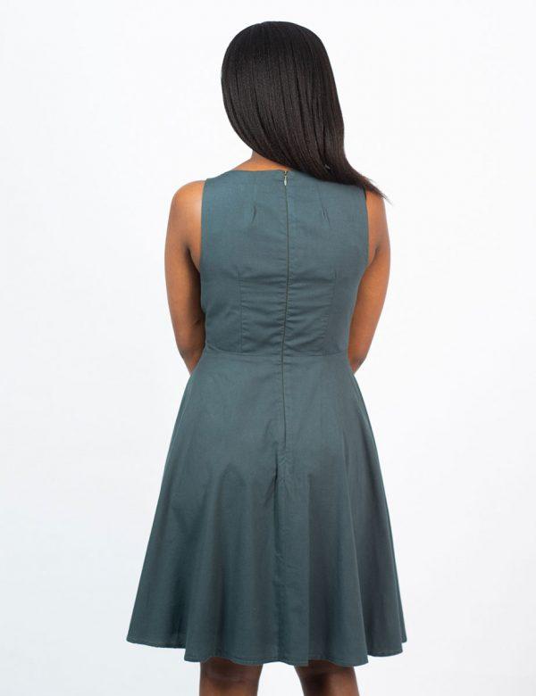 Twist Dress - Olive Grey - Back