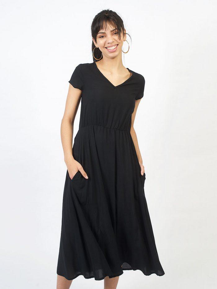 Casual Dress - Black - Front