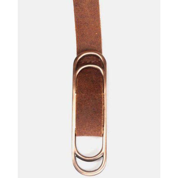 Slider Belt - Dark Tan&Br Ant Nickel - Front detail