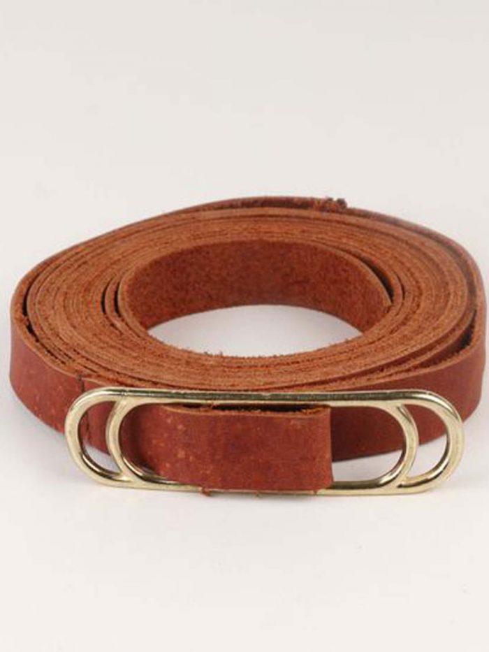 Wraparound Slider Belt - Dark Tan&Gold - Front