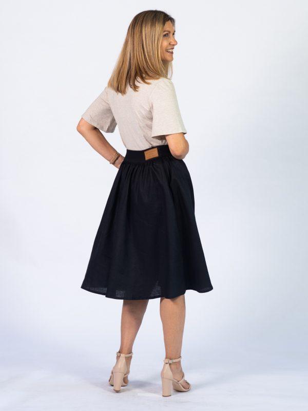 Waistline Linen Skirt - Black - Lifestyle shot