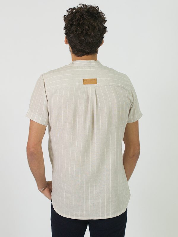 Mandarin Shirt - Natural Stripe - Back