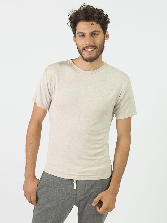 Round Neck Tee - Natural - Front