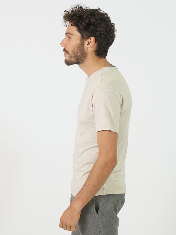 Round Neck Tee - Natural - Side