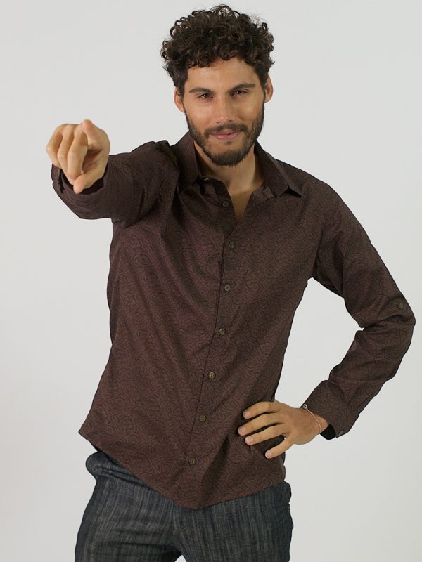 Formal Cotton Shirt - Brown Malva - Front