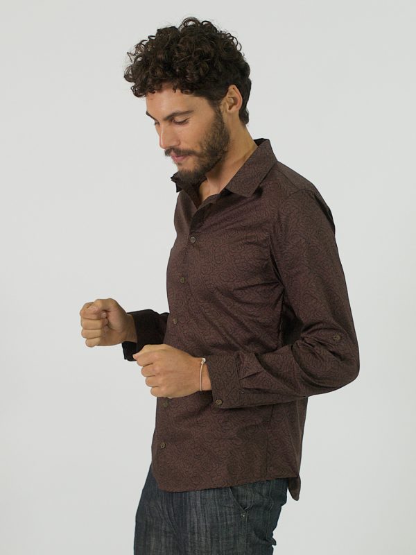 Formal Cotton Shirt - Brown Malva - Side