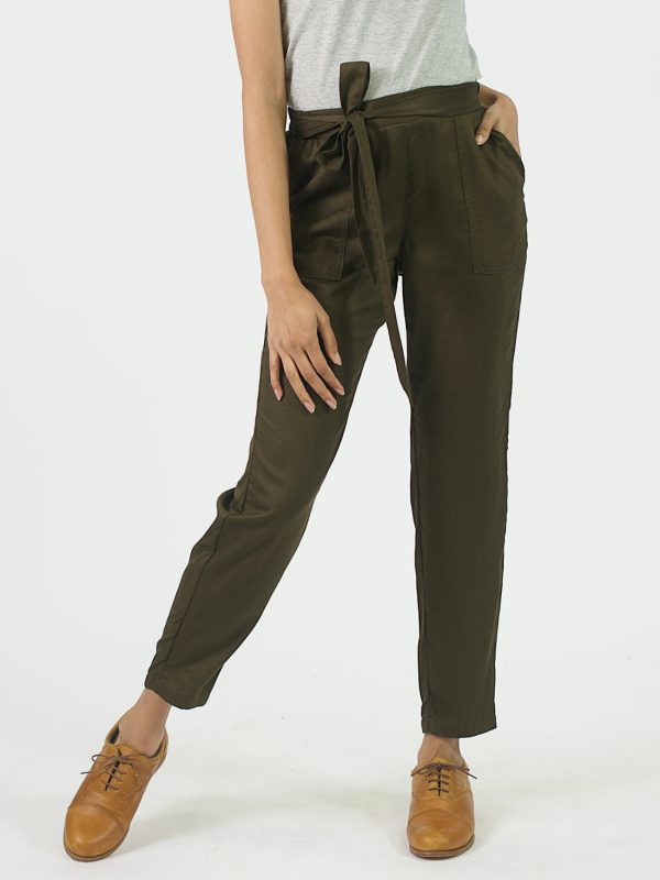 Ladies Leisure Trouser - Olive - Front
