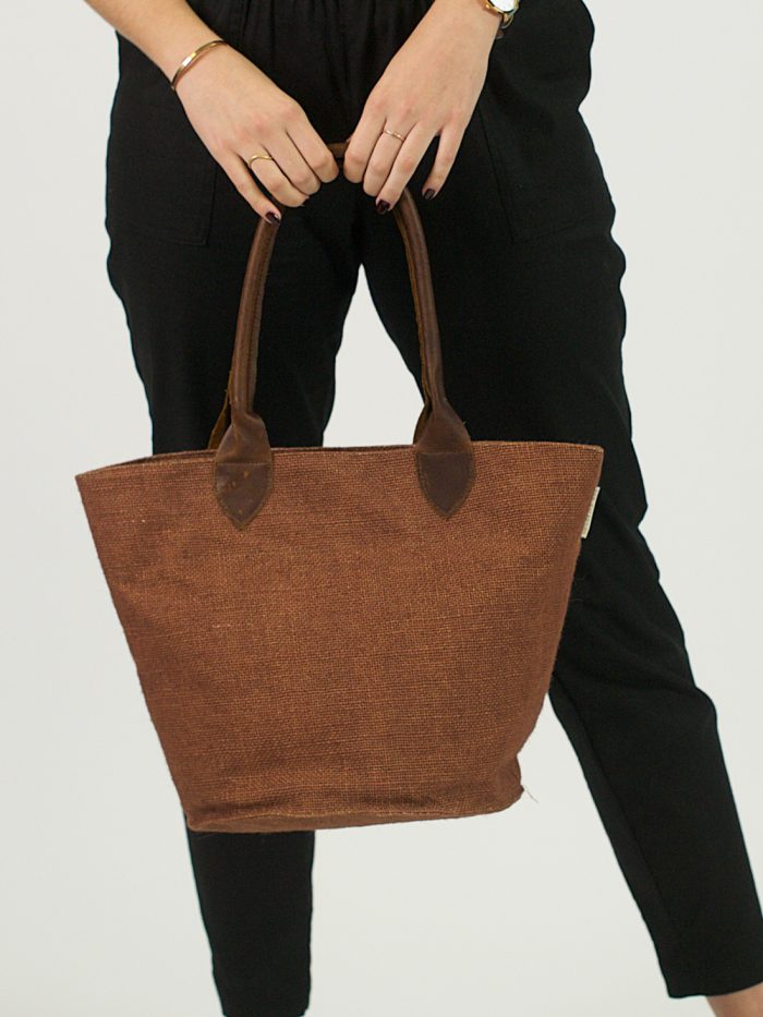 Basket Handbag - Chocolate & Dark Brown - Front 1