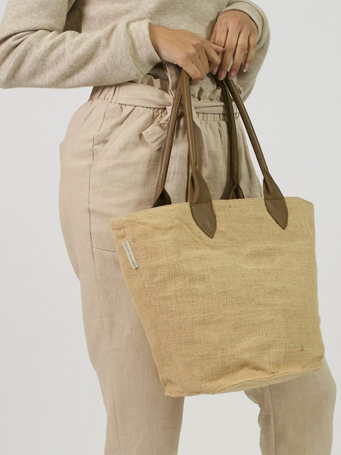 Basket Handbag - Sand & Coffee - Front 1