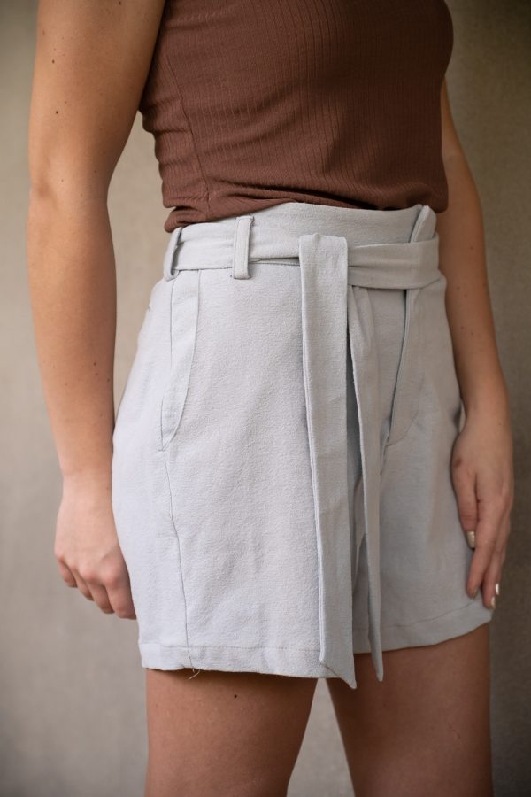 Denim Look Linen Short ~ Dove Grey - Detail 1